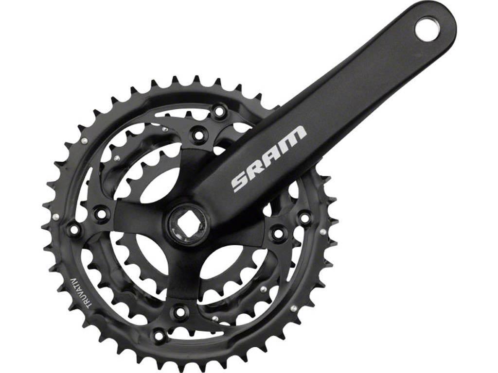 SRAM cykelvevparti med tre kedjehjul i svart, tydlig SRAM-logga