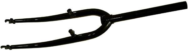 svart cykelgaffel i metall för framhjul och broms, reservdel cykel