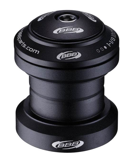 BBB svart cykelstyrlager med logotyp och text, aluminium, 1 1/8 tum