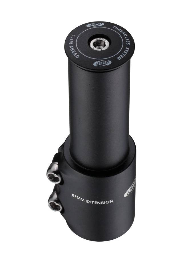 BBB svart styrstamsförlängare cykel 67mm extension aluminium