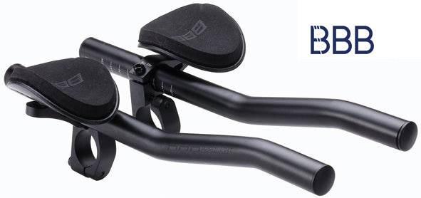 Svarta aerodynamiska cykelstyren med armbågsstöd från BBB