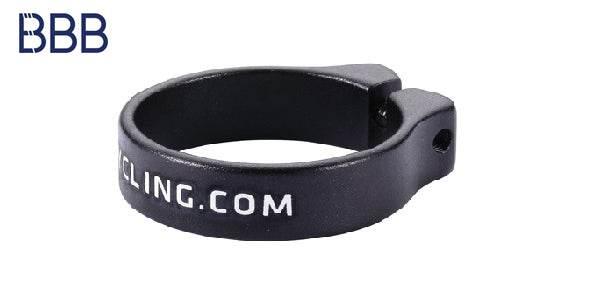 BBB svart cykelstolsklämma i aluminium med vit text