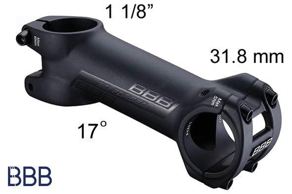 BBB cykelstyrestam 31,8 mm diameter, 17 grader vinkel, 1 1/8 tum rör