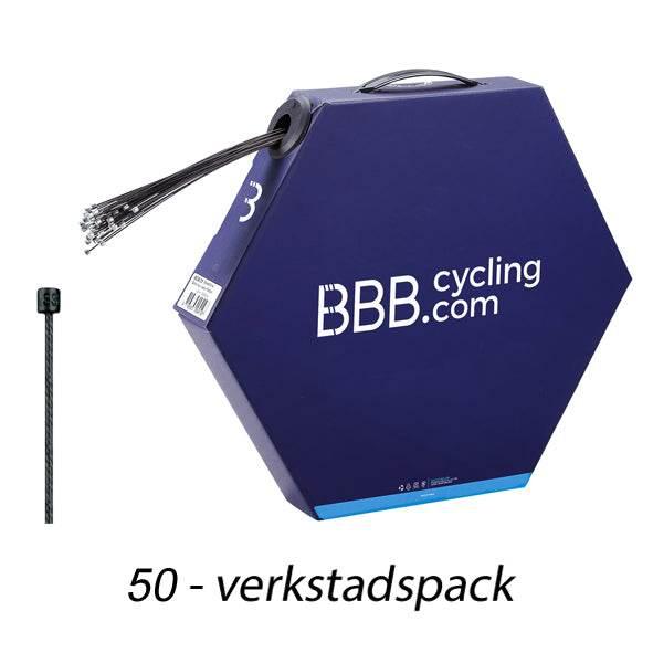 BBB cykelsvett pack med 50 starka svart stål vajrar för cykelreparation