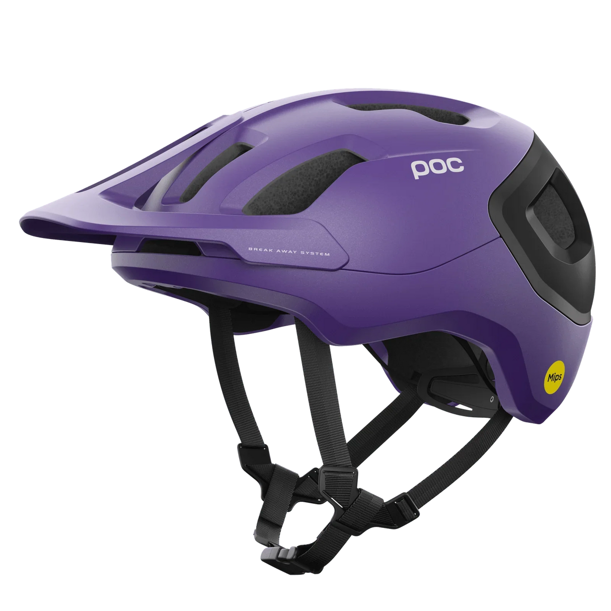 Lila POC cykelhjälm med ventilationsöppningar, justerbara remmar och Mips-skydd