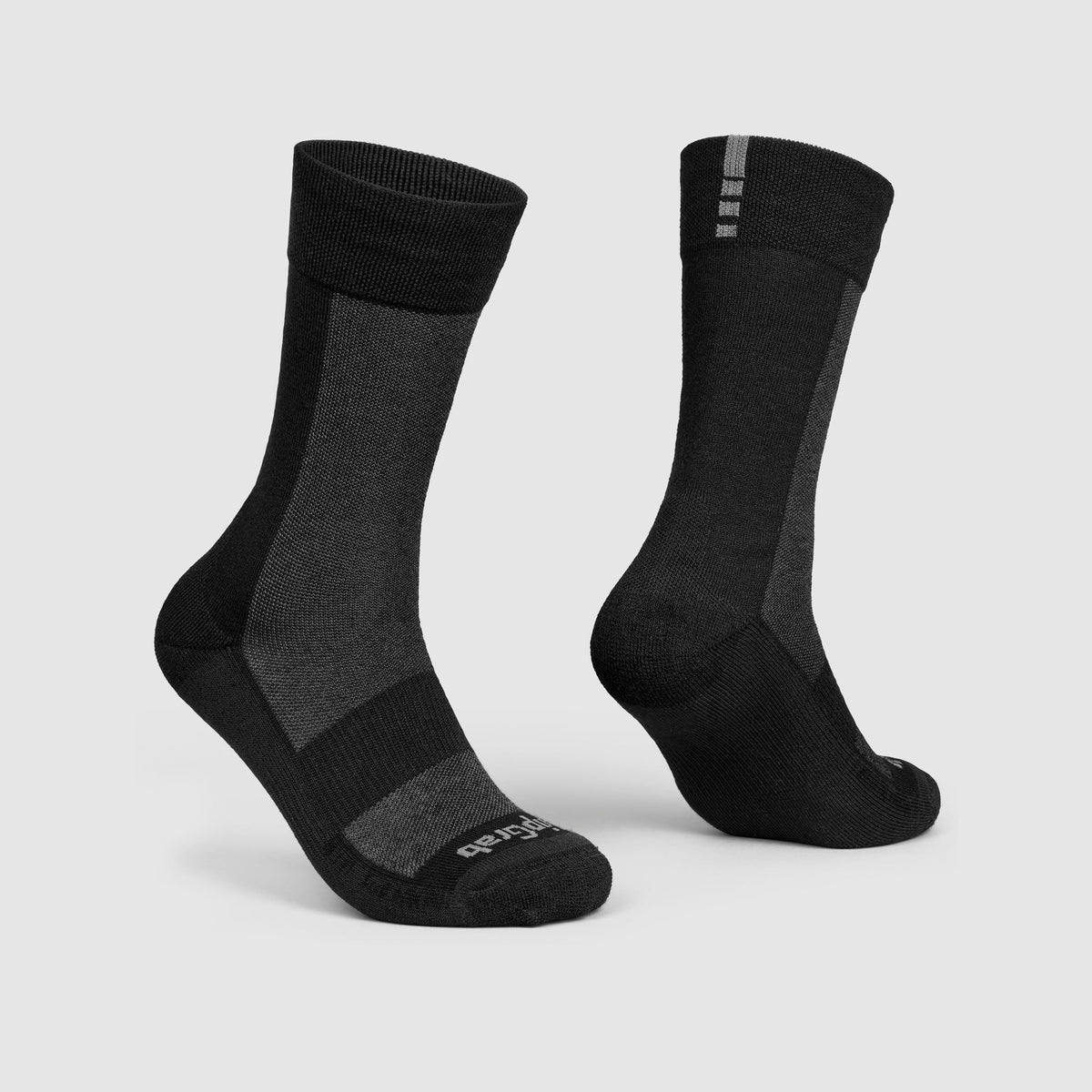 GripGrab Alpine Merino High Cut Winter Socks, höga svarta vinterstrumpor i merinoull