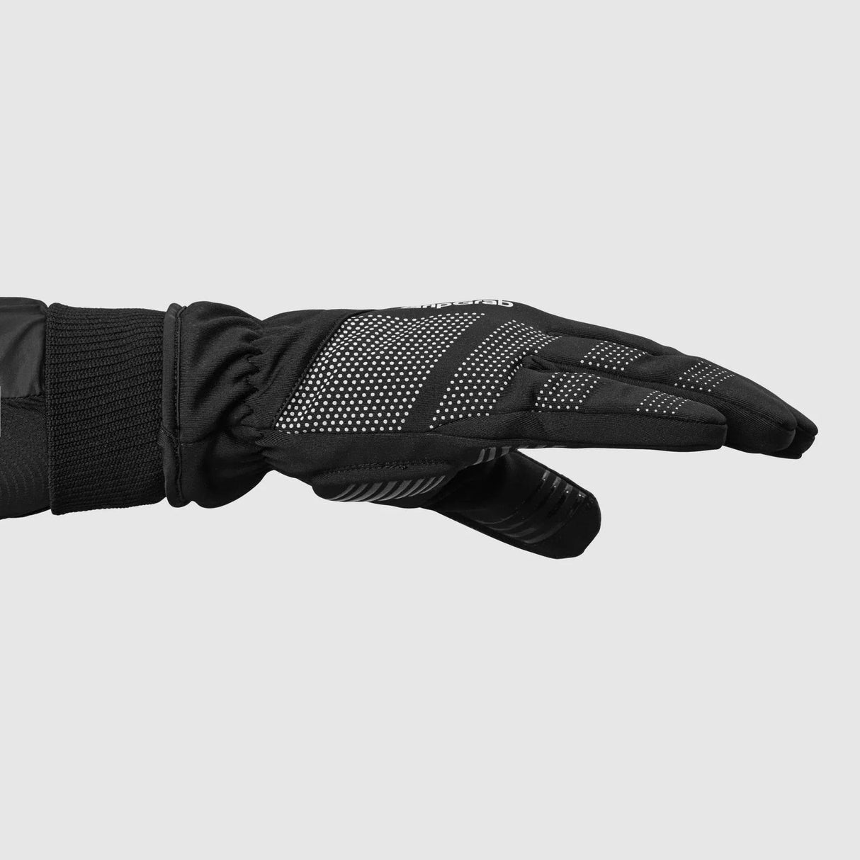 Svart vinterhandske med reflexpunkter och textur för grepp