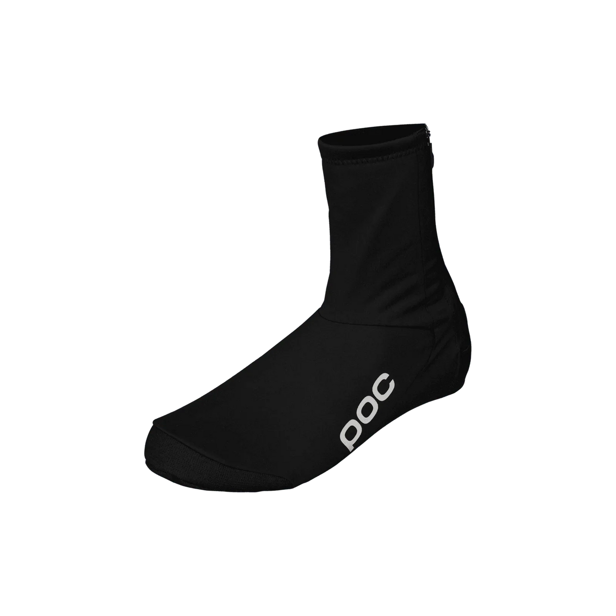 Svart POC cykelstrumpa med dragkedja och vit POC-logotyp