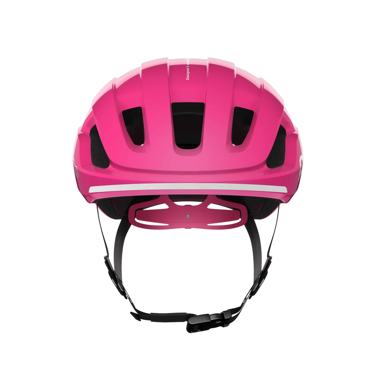 Rosa cykelhjälm med ventilationsöppningar och justerbar hakrem