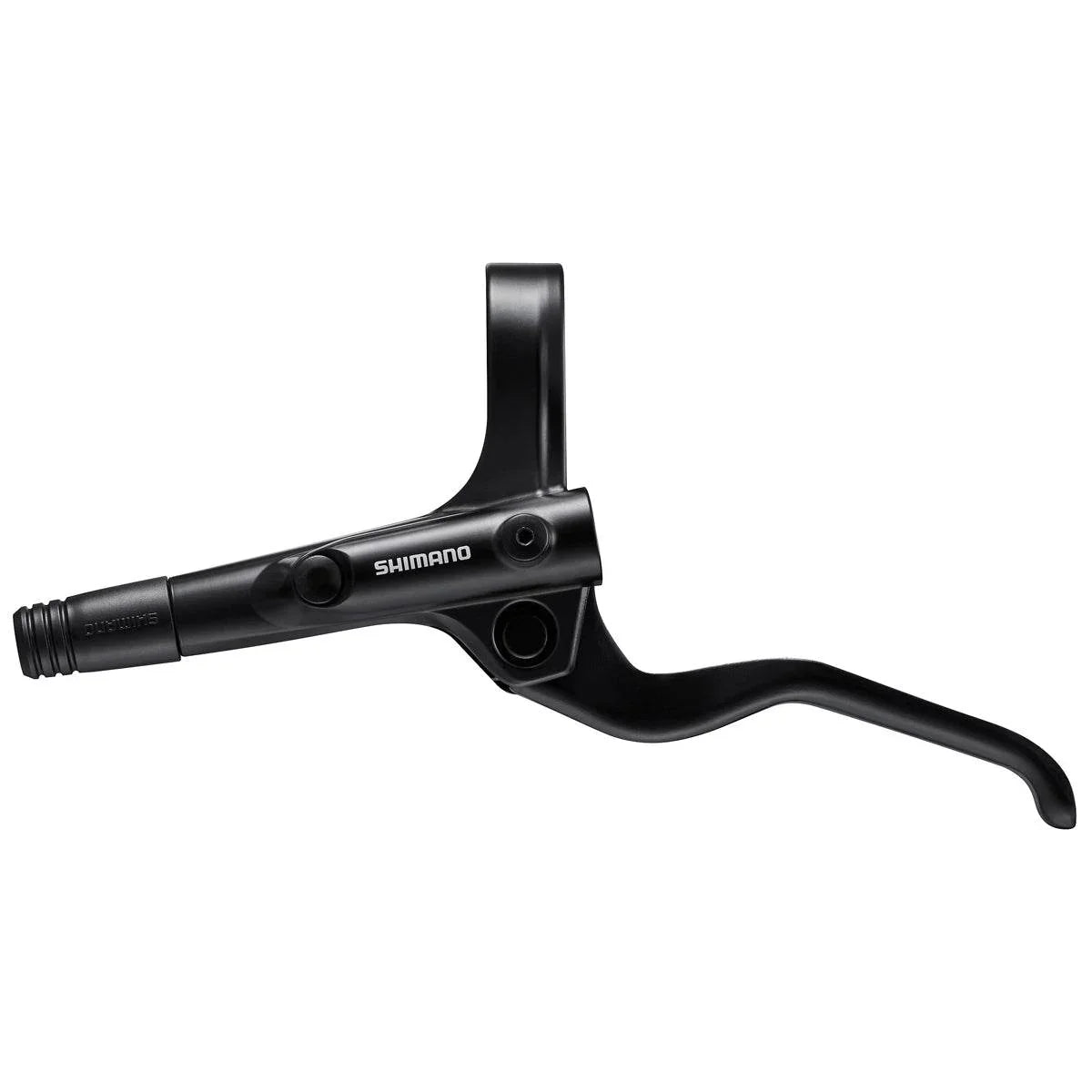 Svart Shimano cykelbromshandtag i aluminium med ergonomisk design