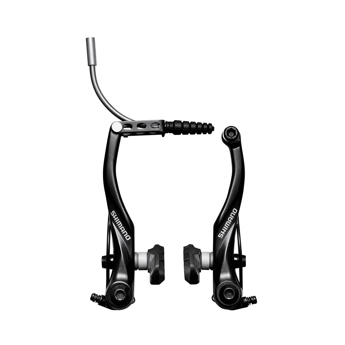 Shimano svart cykelbroms med två bromsarmar och bromsbelägg