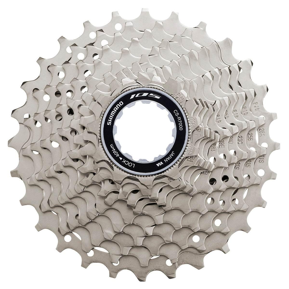 Shimano 105 CS-R7000 cykelkassett i metall med flera kugghjul för växling