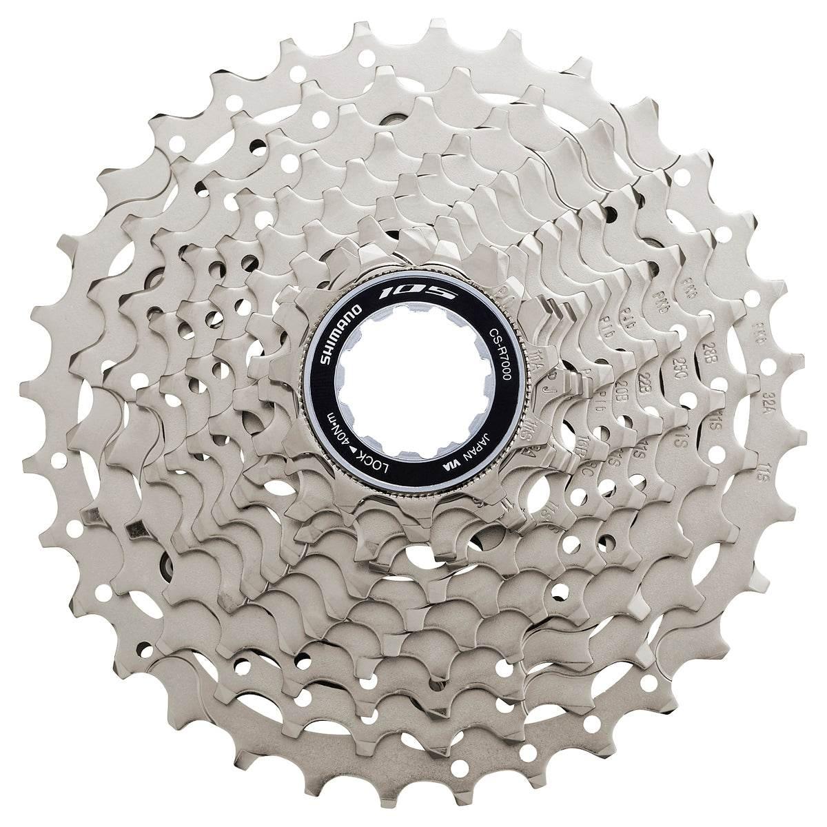 Shimano 105 CS-R7000 11-32 kassetthjul i silverfärg för cykelväxlar