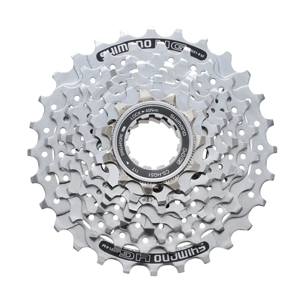 Shimano HG cykelkassett med flera växlar i glänsande metall