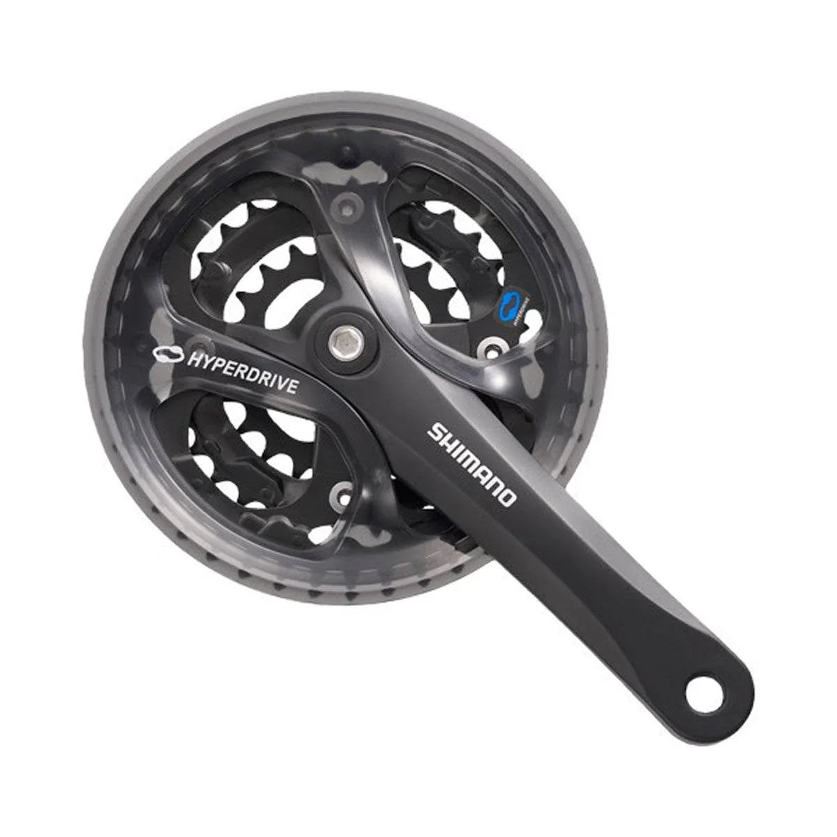 Shimano cykel vevparti med tre kedjehjul och skyddande kedjeskydd