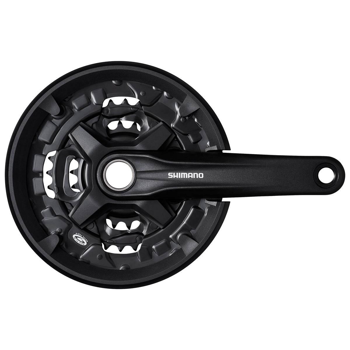 Shimano cykel Vevarm med tre kugghjul och kedjeskydd, svart design