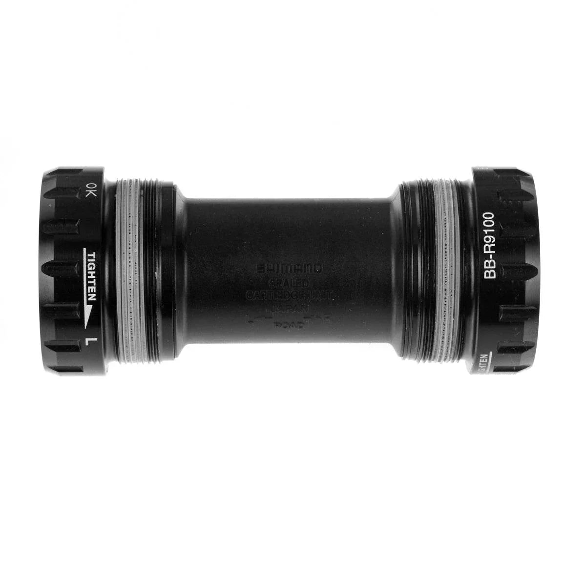 Shimano BB-R9100 cykelbottenlager i svart med märkningar och skruvdetaljer