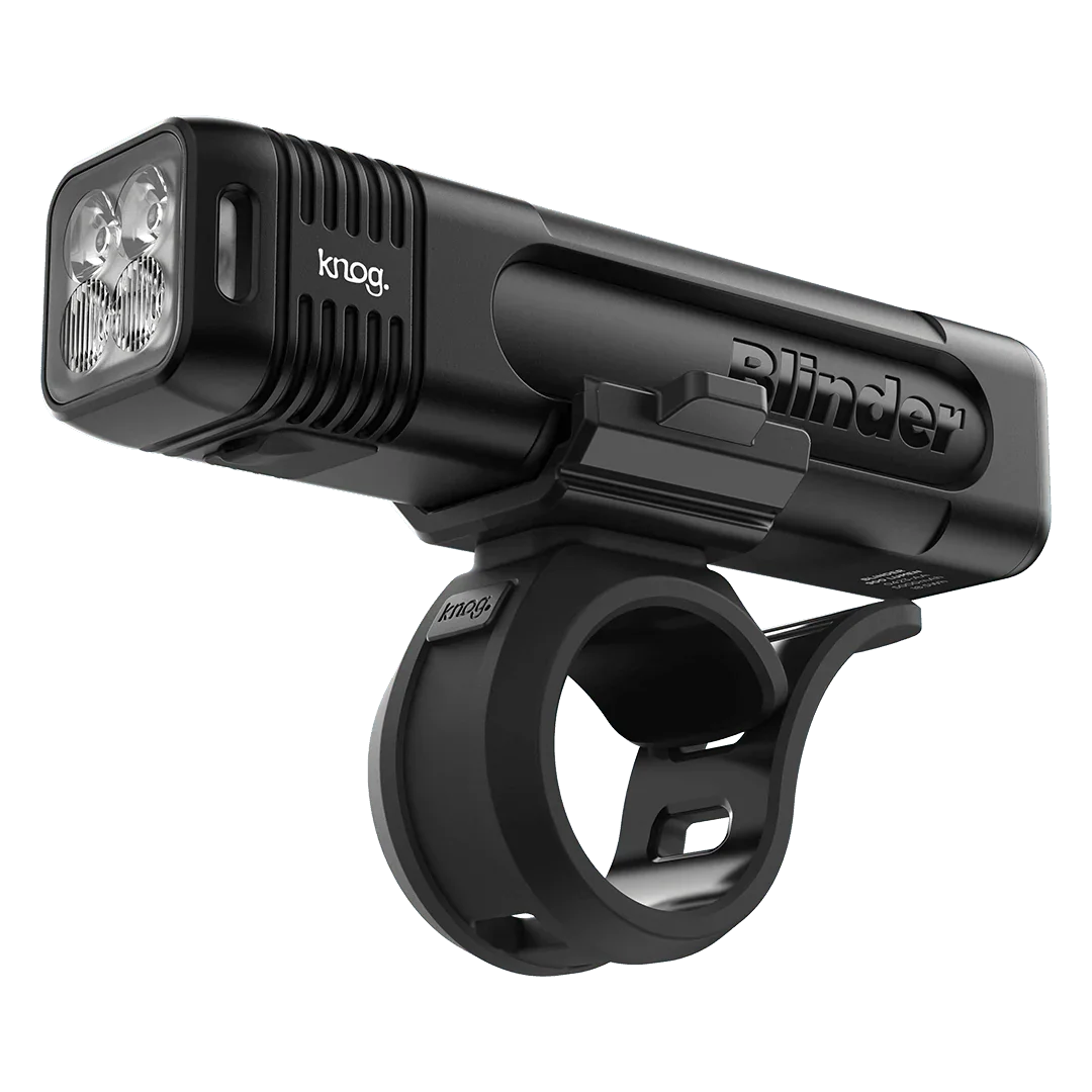 Svart Knog Blinder uppladdningsbar cykelbelysning med tre LED-lampor och styrelement