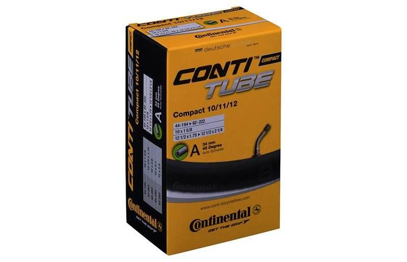 Continental Conti Tube Compact cykelslang 34 mm ventil med 45 graders böj i orange förpackning