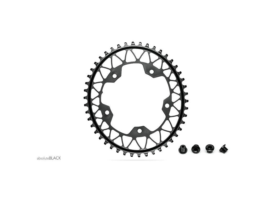 oval cykeldrev i svart med fyra monteringsbultar, absoluteBLACK