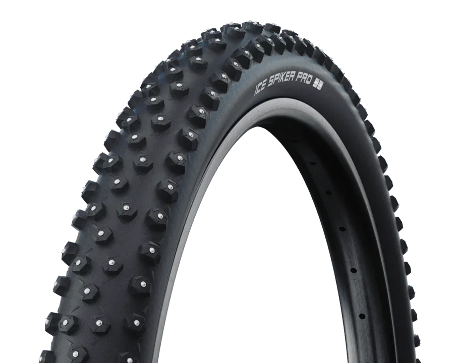 Svart mountainbike-däck Schwalbe Ice Spiker Pro med dubbar för vintercykling