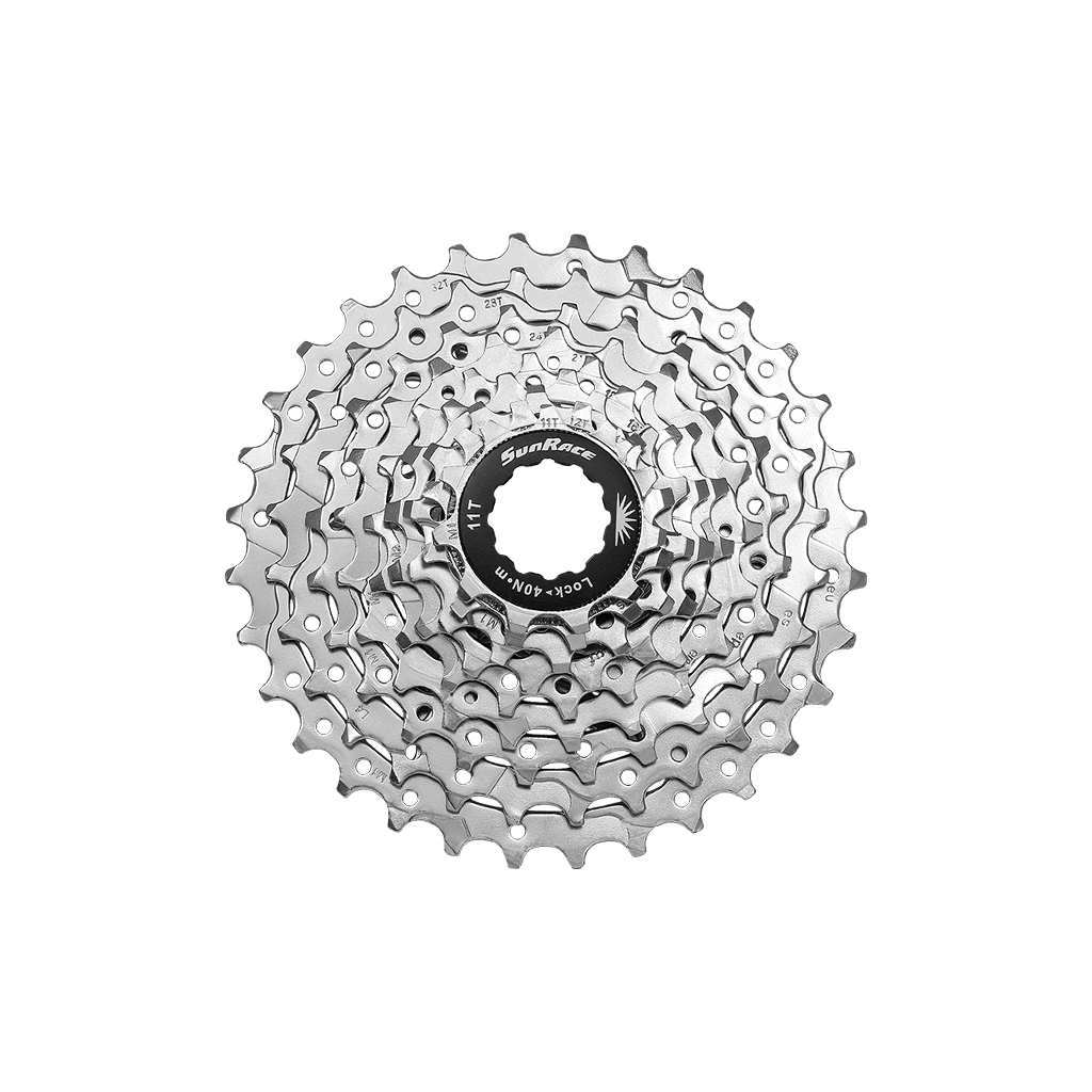 SunRace 9-delad cykelkassett silver, reservdel MTB landsväg cykel