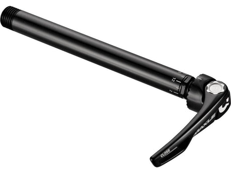 Svart cykelgenomgående axel med snabbkoppling, Maxle märke, aluminiumdel