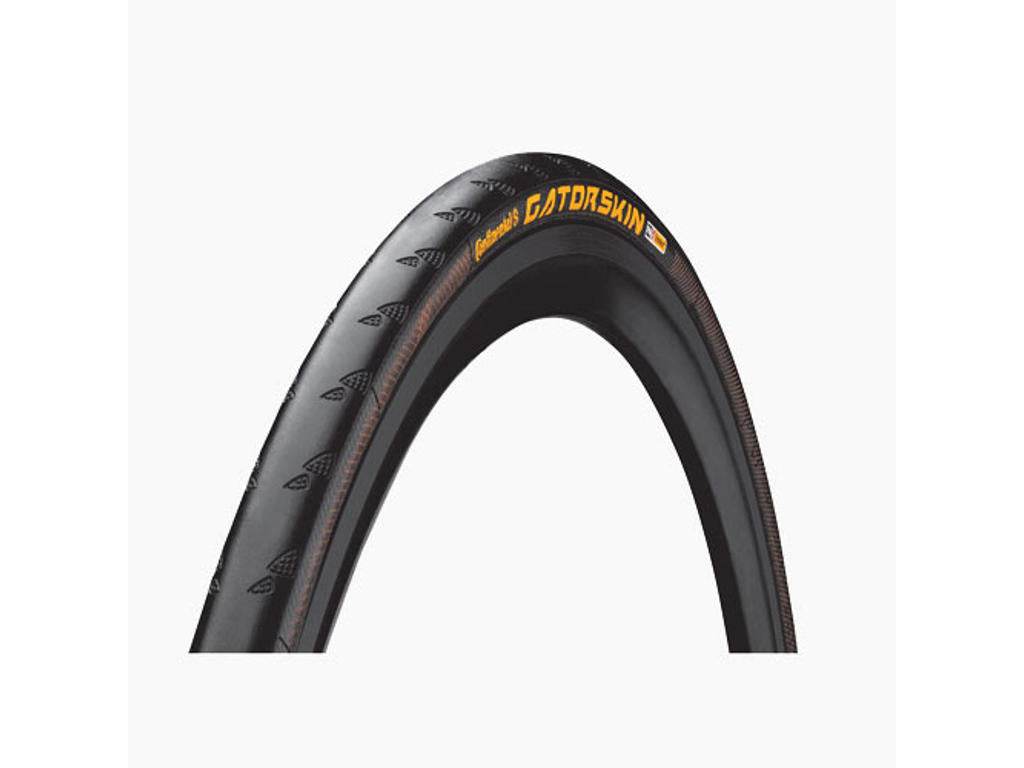 Continental Gatorskin cykeldäck med slitstarkt mönster och gul logotyp