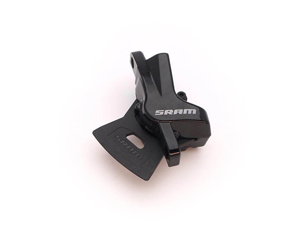 Svart SRAM cykelväxelreglage med logotyp, cykeldel för mountainbike eller racercykel