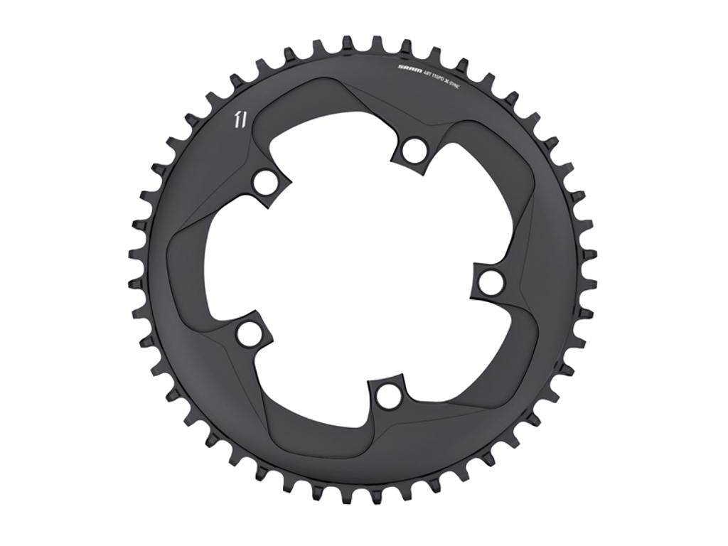 Svart SRAM 11-delat cykelkedjedrev, rund form med fyra monteringhål