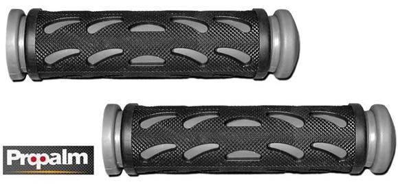 Propalm cykelhandtag svart med grå detaljer, ergonomiskt mönster, bekvämt grepp
