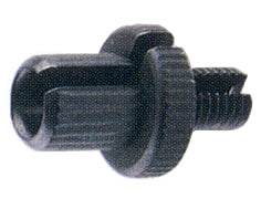 svart plastskruv, ratt med gängad axel, justerskruv till cykel eller maskin