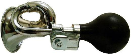 cykeltrumpet i metall med svart gummiboll, klassisk cykeltuta