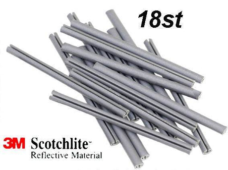 18 stycken grå 3M Scotchlite reflexslangar för cykelekrar
