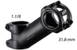Svart cykelstyre stam 31,8 mm med 1.1/8 tum fäste och bultar