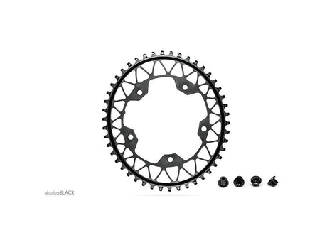 oval cykeldrev i svart med fyra monteringsbultar, absoluteBLACK